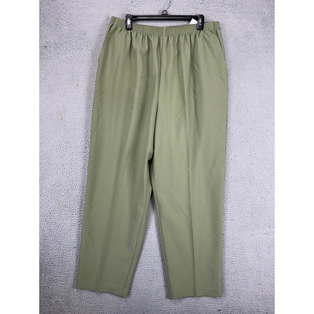 Alfred Dunner Pull On Pants Womens 20 Green High Rise Elastic Waist Pocket NEW